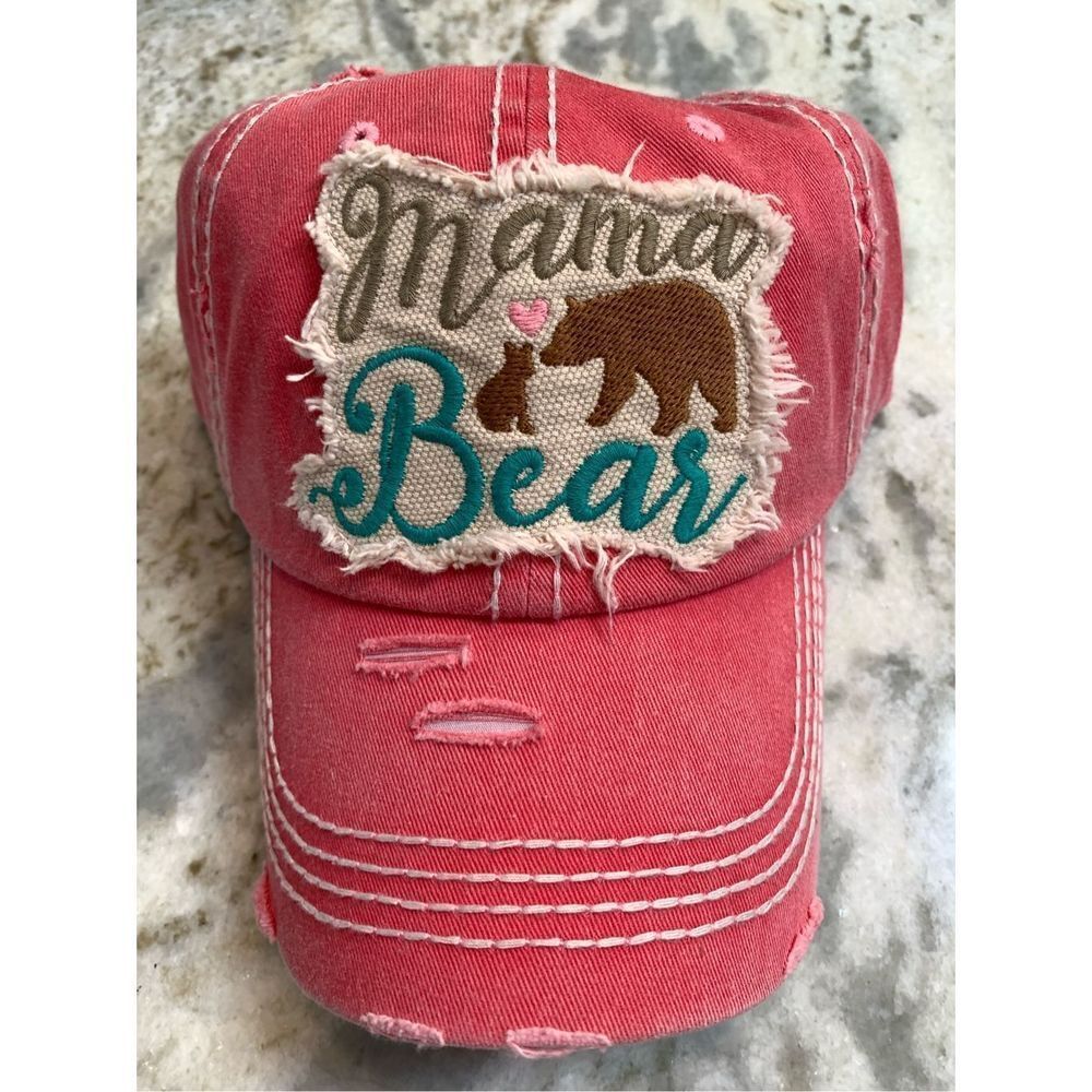 Pink Baseball Cap Mama Bear #hat #beach